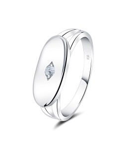 Plain Shape with Blink CZ Stone Silver Ring NSR-4041